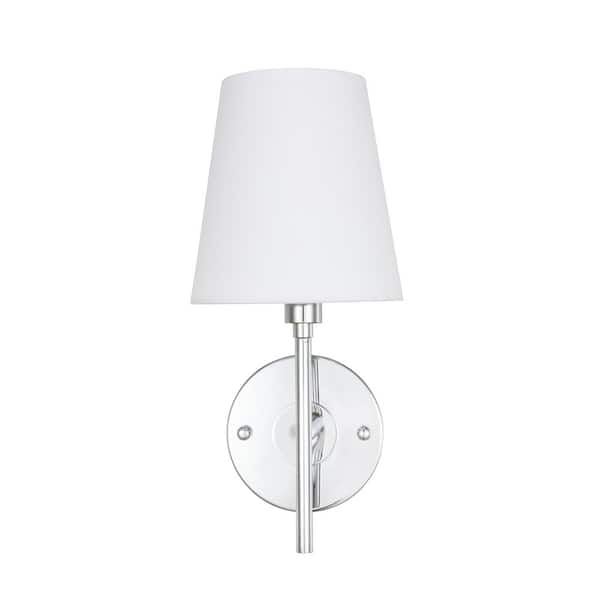 Unbranded Timeless Home Cecilia 6 in. W x 12.1 in. H 1-Light Chrome and White Shade Wall Sconce