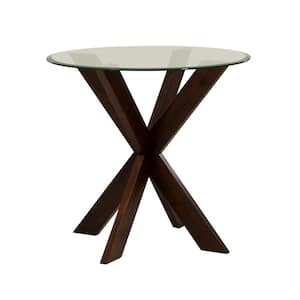 Trapp Espresso Glass Top 36 in. W Cross leg base Counter Dining Table Seats 2