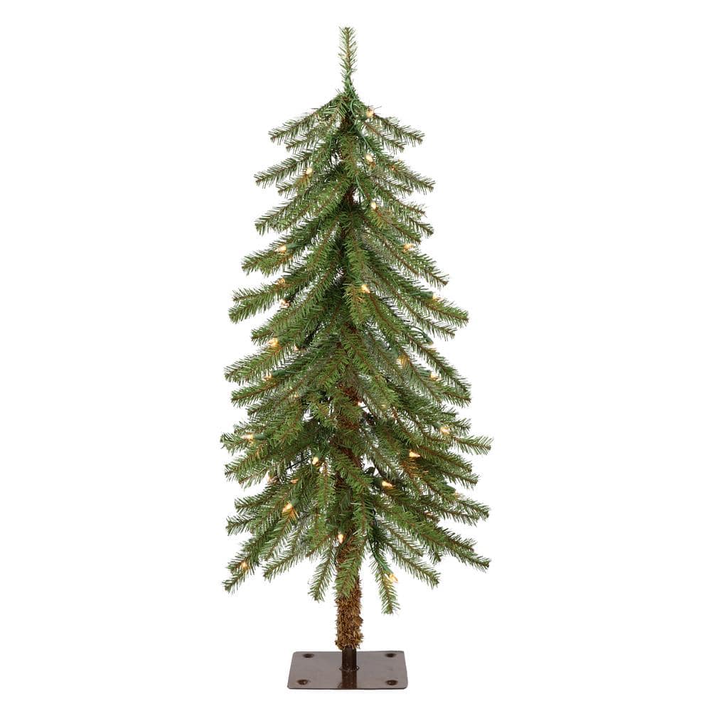 Puleo International 3 ft. Green Pre-Lit Alpine Artificial Christmas Tree with 50-Lights