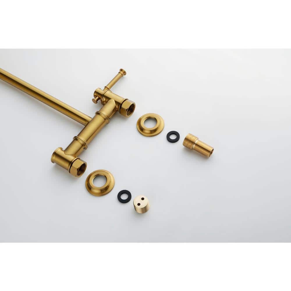 Brushed Gold Brass Wall-Mount Pot Filler Faucet with Swing Arm