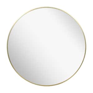 32 in. W x 32 in. H Light weight Aluminum Round Metallic Gold Wall Mirror- Contemporary Thin Profile