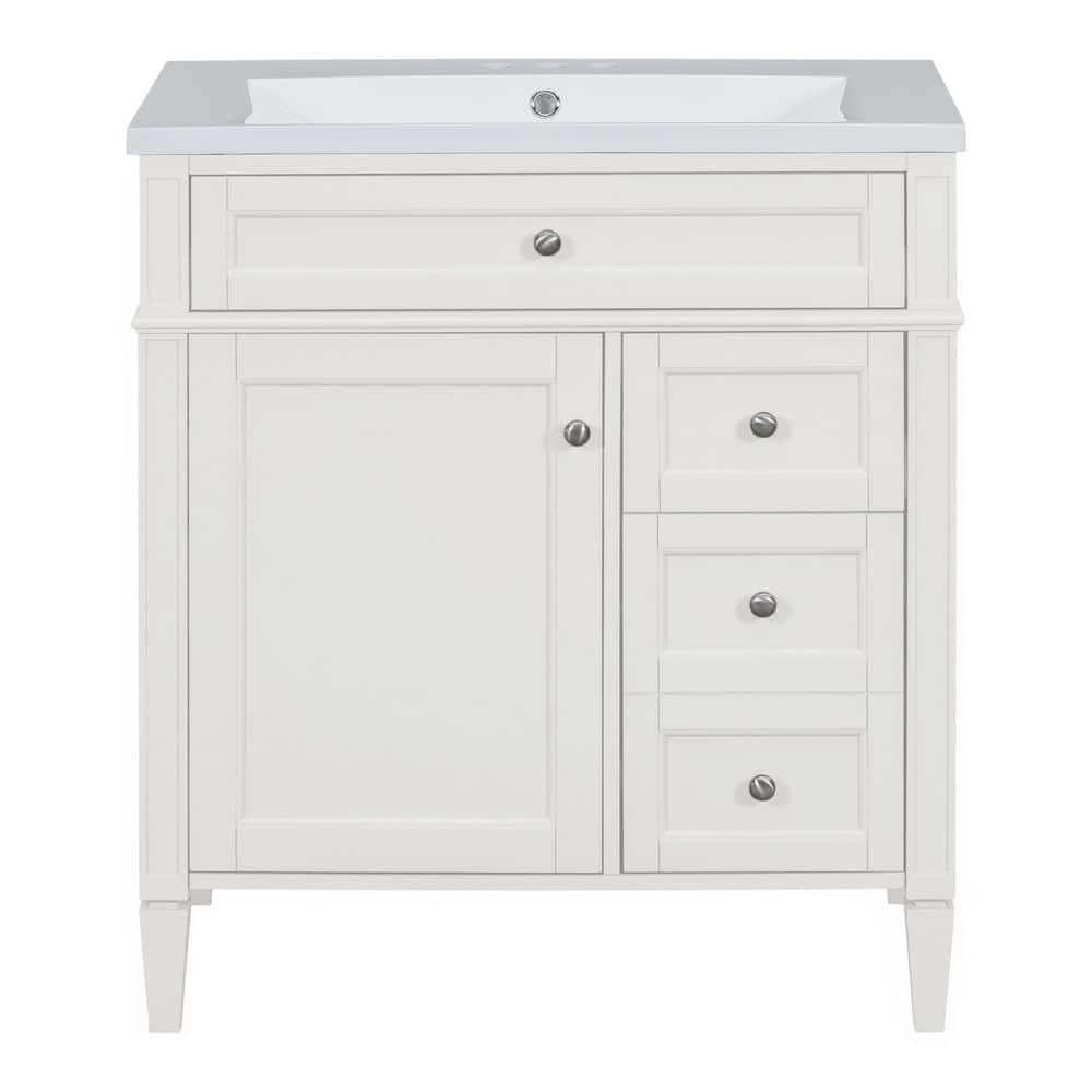 ®️en様　w30 Virubi 30 in. W Single Sink White Bath Vanity with White Resin Top