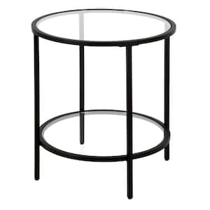 Sivil 20 in. Blackened Bronze Round Glass Side Table with Glass Shelf
