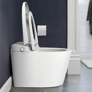 10 in. Rough-In 1-Piece 1.06/1.27 GPF Single Flush Elongated Smart Toilet in White, Seat Included
