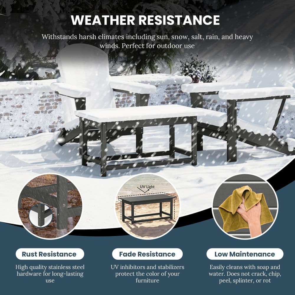 Gray HDPE Plastic Adirondack Outdoor Coffee Table