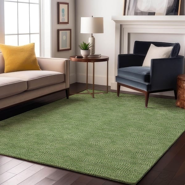 Mayfield Premium Machine Washable Abstract AMF1057 Green 3 ft. x 5 ft. Area Rug