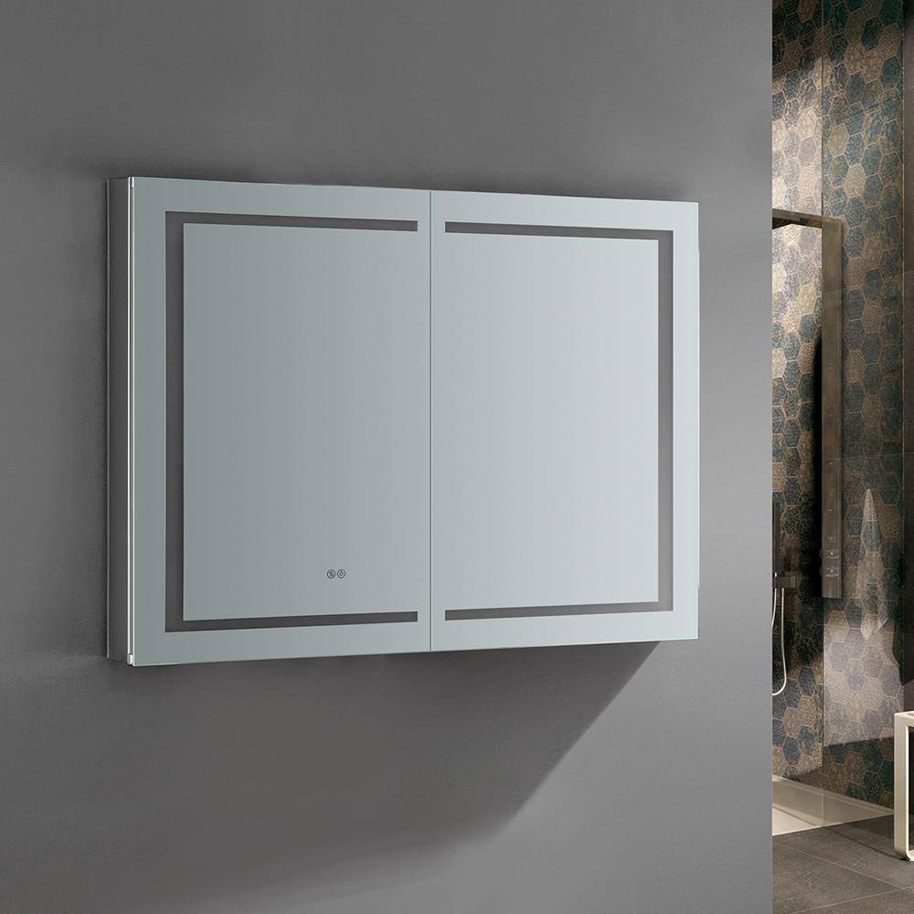 Elegant 48"x36" Frameless Aluminum Medicine Cabinet with LED & Defogger