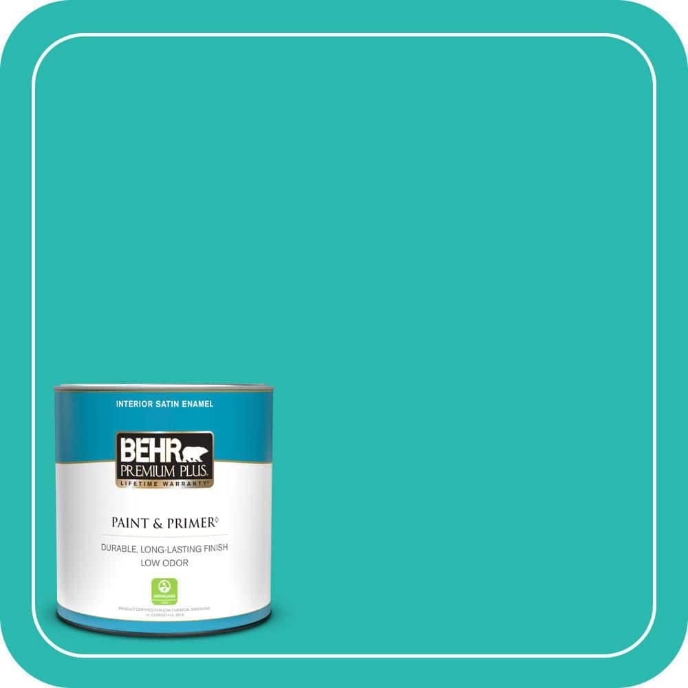 1 qt. #P450-5 Island Aqua Satin Enamel Low Odor Interior Paint & Primer price history on PriceWatchPro