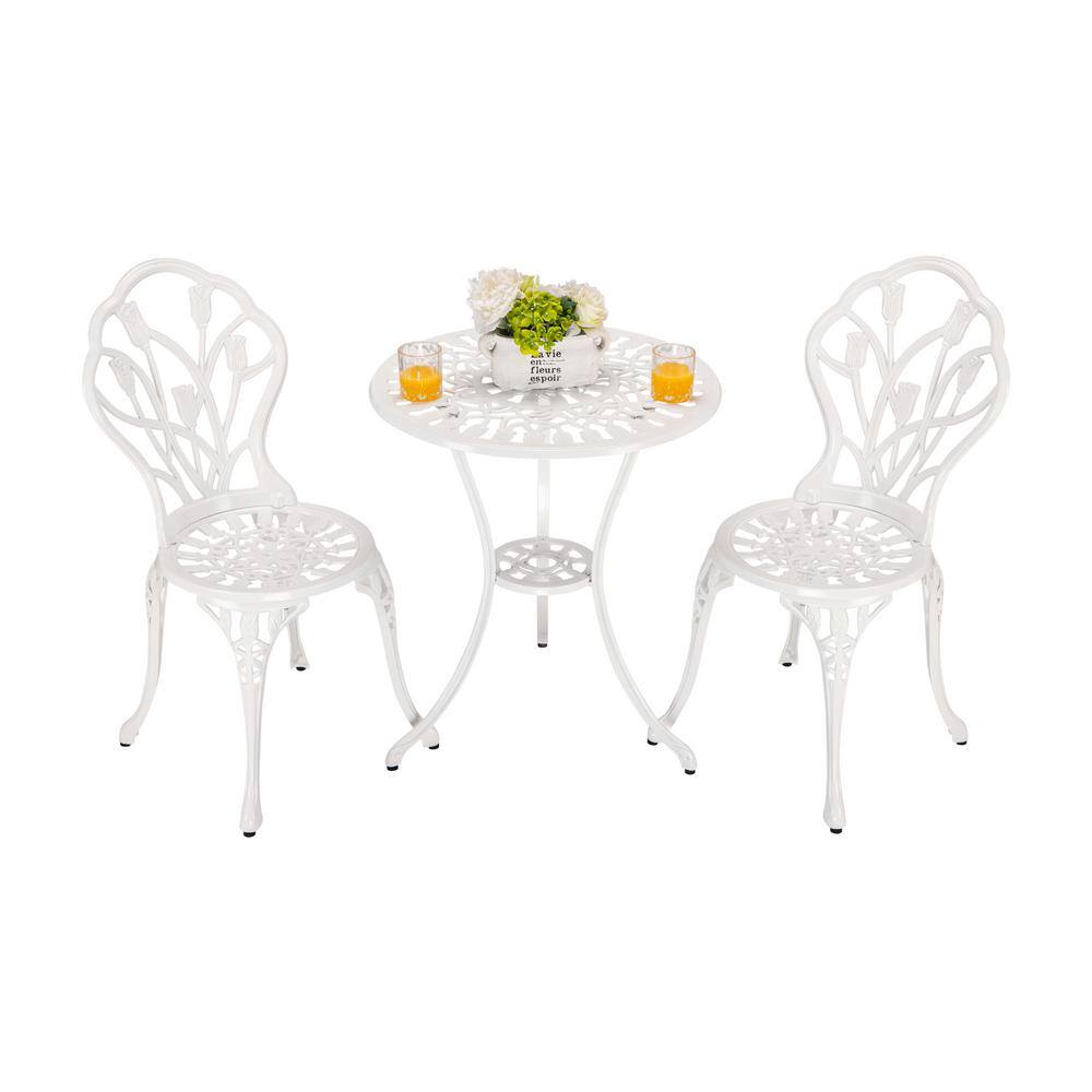 23.6 inch Long 3-Piece White Tulip Aluminum Bistro Set price history on PriceWatchPro