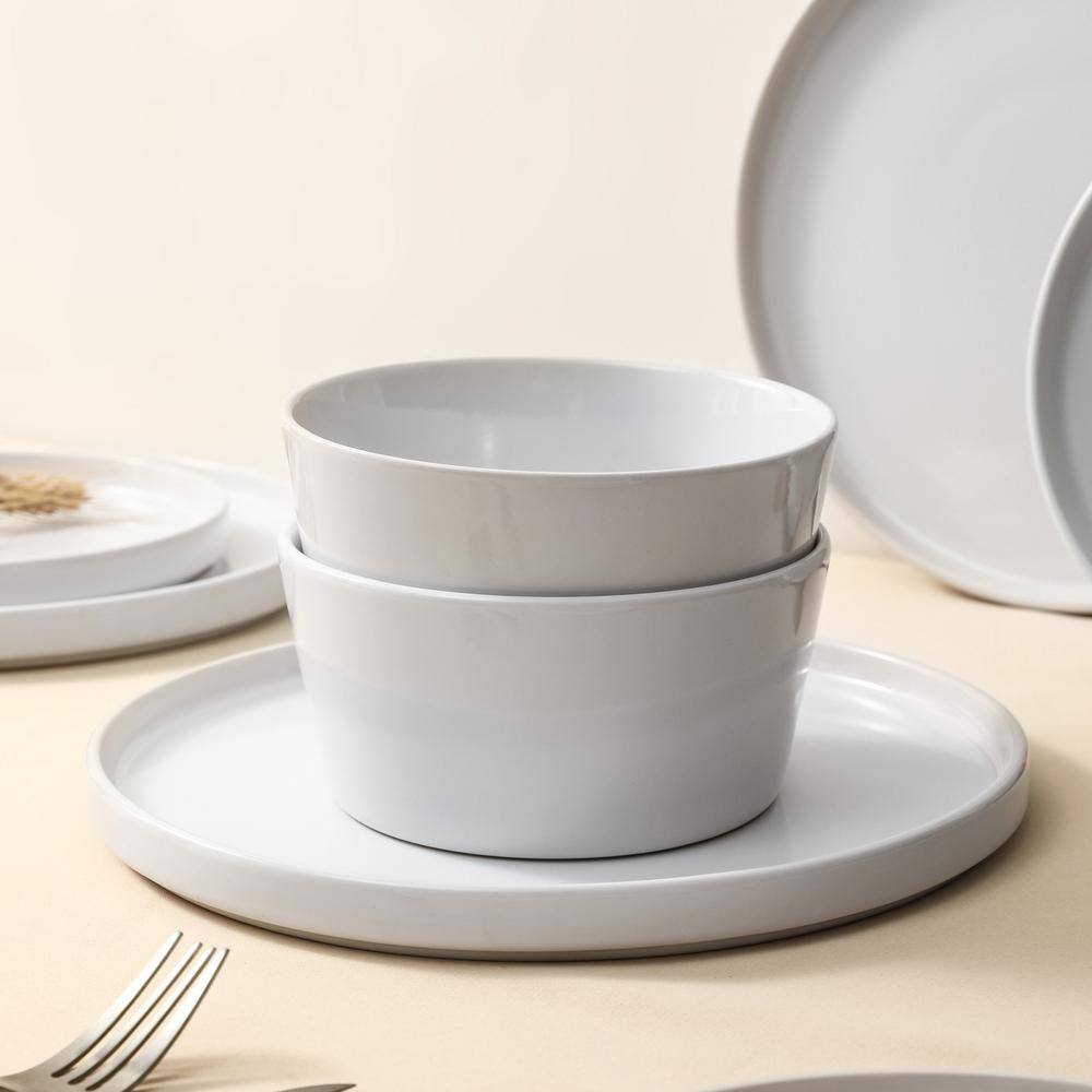 White Ceramic 16-Piece Outdoor Dinnerware Set, Service for 4