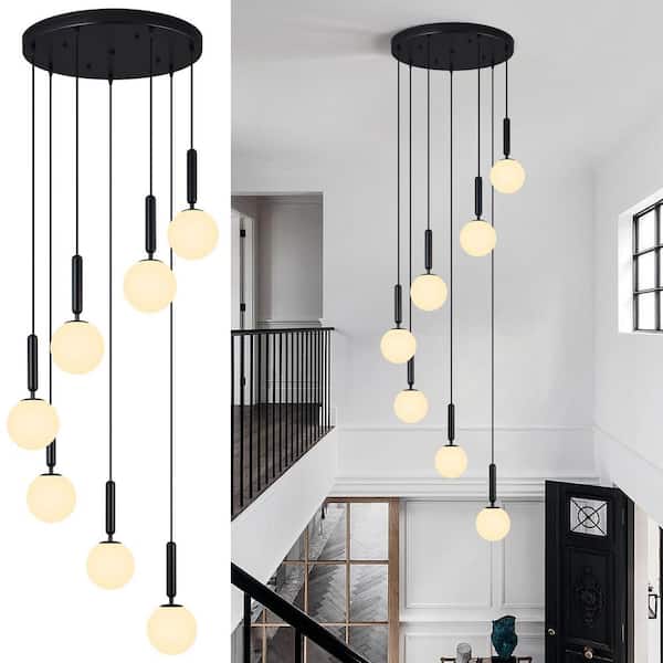 ZHLWIN Home Lighting 40W 7-Light Mid Century Black Retro Round