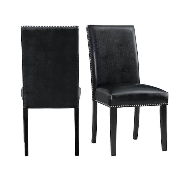Picket House Furnishings Pia Faux Leather Side Chair Set in Black