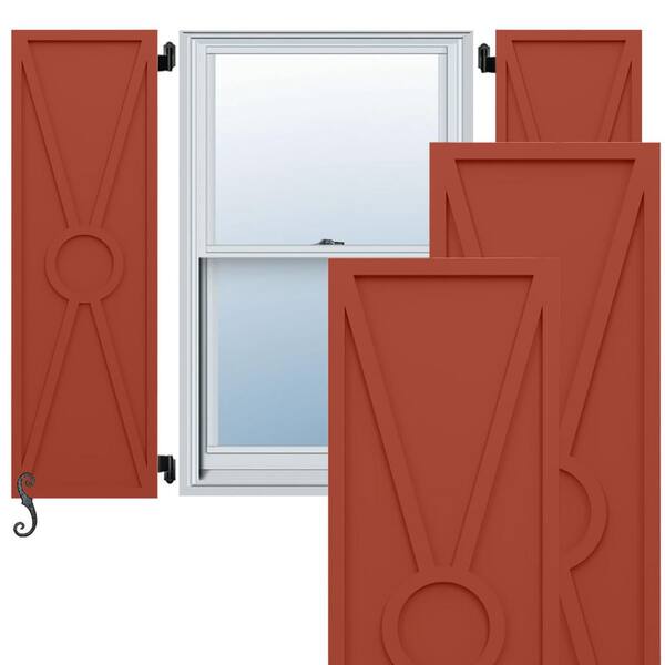 Ekena Millwork EnduraCore Santa Fe Modern Style 18-in W x 76-in H Raised Panel Composite Shutters Pair in Colorful Leaves