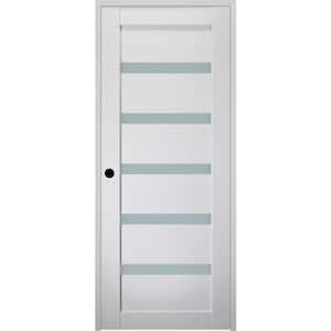Leora 18 in. x 80 in. Right-Hand Frosted Glass Solid Core Bianco Noble Wood Composite Single Prehung Interior Door