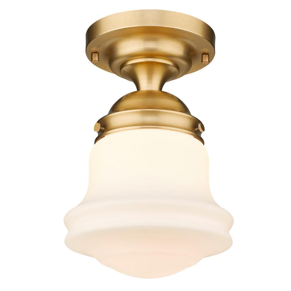 Heritage Brass and Opal Glass Globe LED Flush Mount