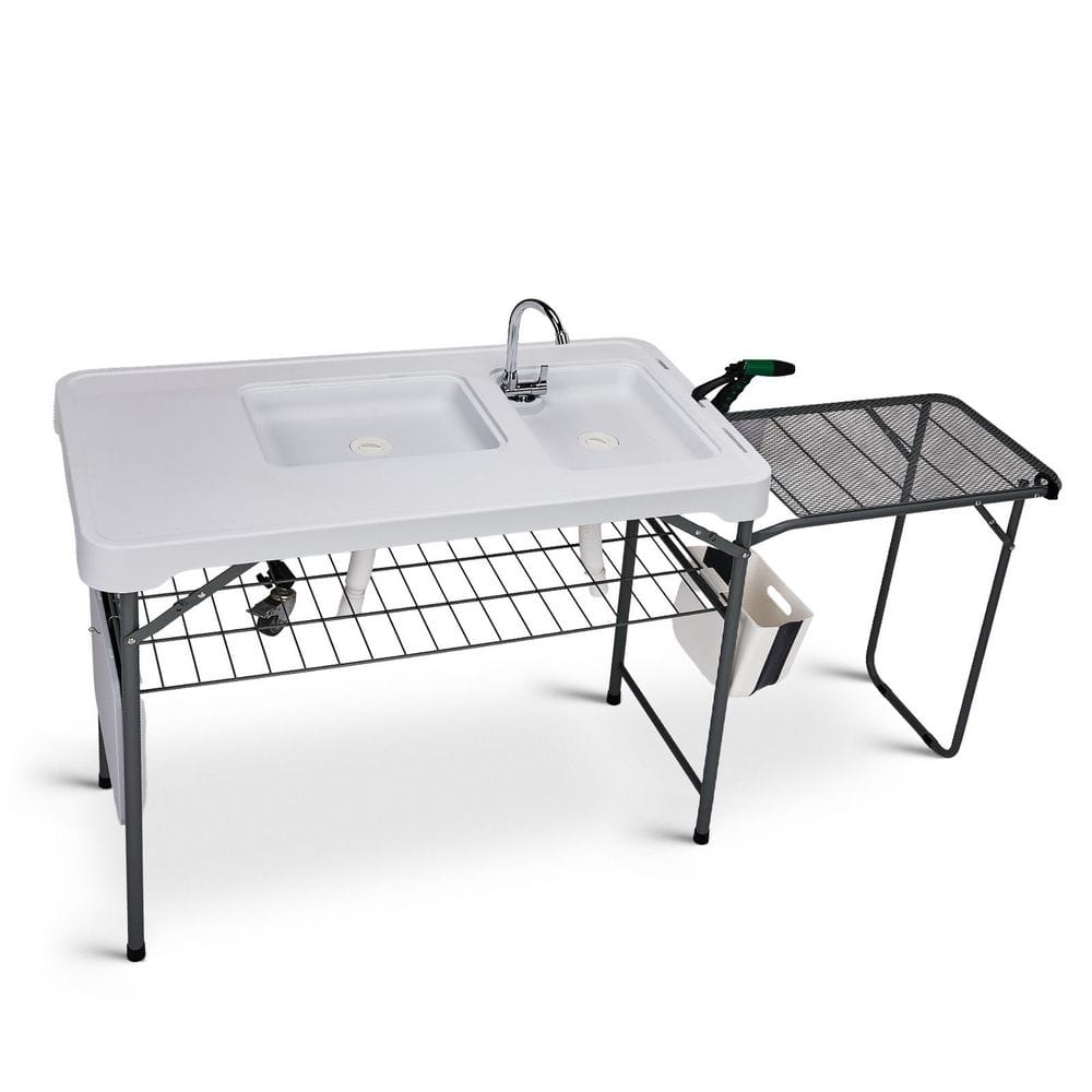 Karl home 42.5 in. Folding Portable Fish Table with Sink Faucet and ...