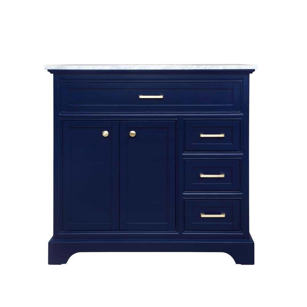 Simply Living 36 in. W x 21.5 in. D x 35 in. H Bath Vanity in Blue with Car