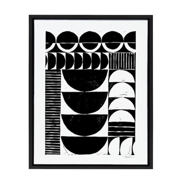 Kate and Laurel Sylvie "Modern Circular Pattern Block Print" by Statement Goods Framed Canvas Abstract Wall Art 24 in. x 18 in.