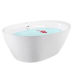 71 in. Acrylic Flatbottom Double Ended Freestanding Soaking Bathtub in White with Polished Chrome Overflow and Drain