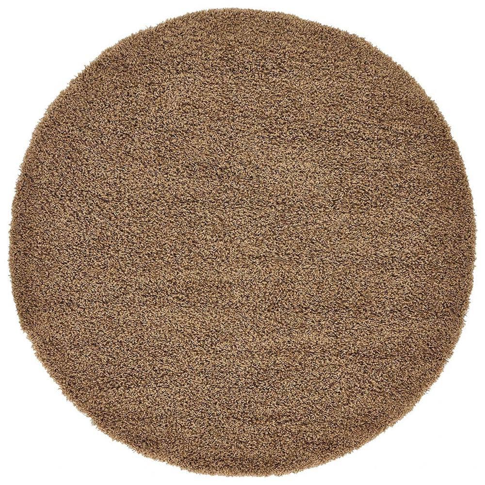 Brown ​Polypropylene 6 ft. x 6 ft. Solid Color Indoor Round Area Rug