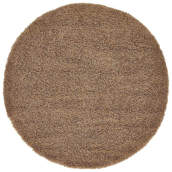 Brown Polypropylene 6 ft. x 6 ft. Solid Color Indoor Round Area Rug ...