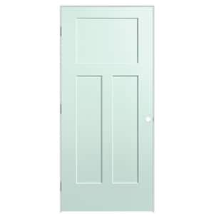 36 in. x 80 in. 3-Panel Winslow Right-Hand Solid Core Sea Glass Molded Composite Single Prehung Interior Door