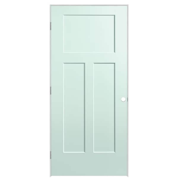 Masonite 36 in. x 80 in. 3-Panel Winslow Right-Hand Solid Core Sea Glass Molded Composite Single Prehung Interior Door