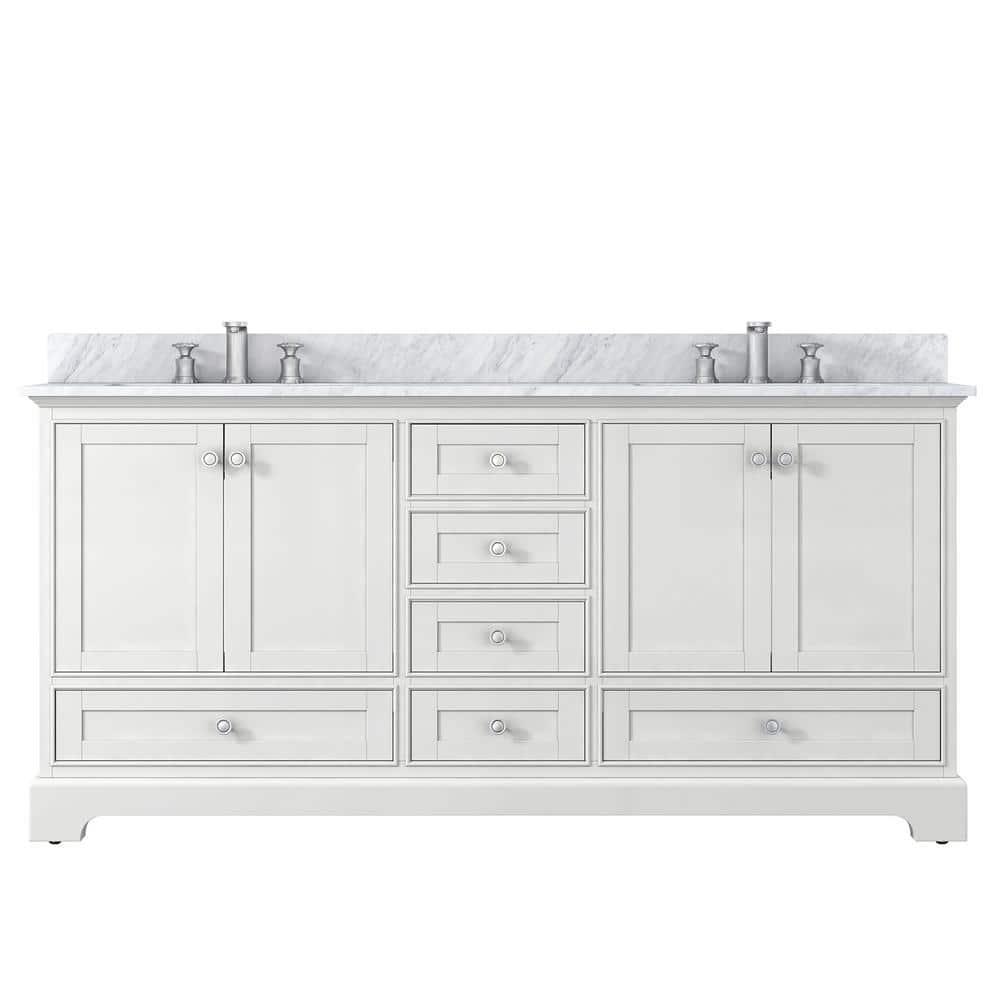 ANGELES HOME 72 in. W x 22 in. D x 34 in. H Solid Wood Bath Vanity in