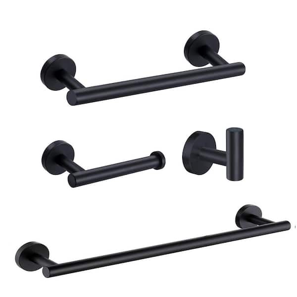 ruiling 4 -Piece Bath Hardware Set with Mounting Hardware in Stainless Steel Matte Black