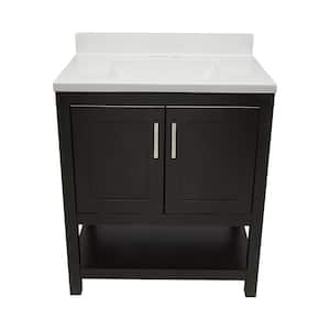 Taos 31 in. W x 22 in. D x 36 in. H Bath Vanity in Espresso with White Cultured Marble Top with Backsplash