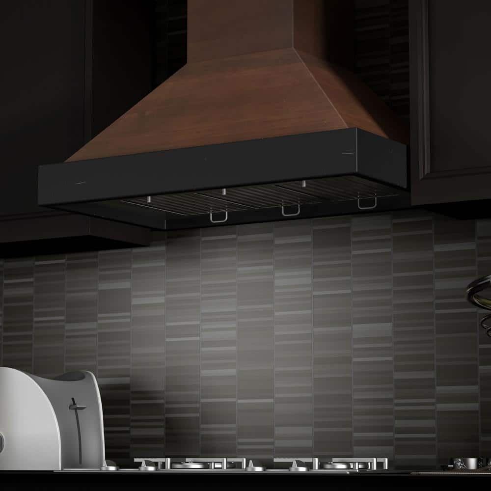 30" Walnut and Black Convertible Wall Mount Range Hood