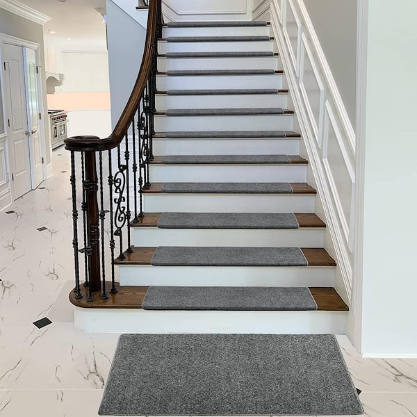 Dean Carpet Stair Treads/Runners/Mats/Step Covers - Dark Gray Ribbed Indoor/Outdoor Non-Skid Slip Resistant Rugs