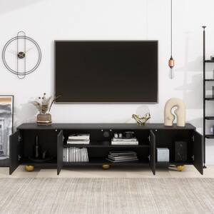 68.9 in. Black Entertainment Center TV Stand set with with Storage Cabinets, Adjustable Shelf Fits TV's up to 75 in.