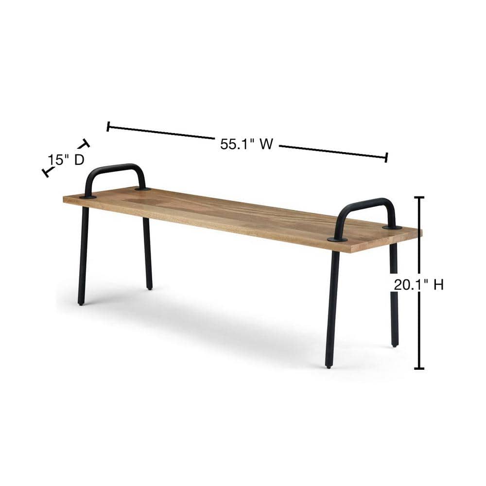 Berkeley Natural Mango Wood Entryway Bench with Metal Legs