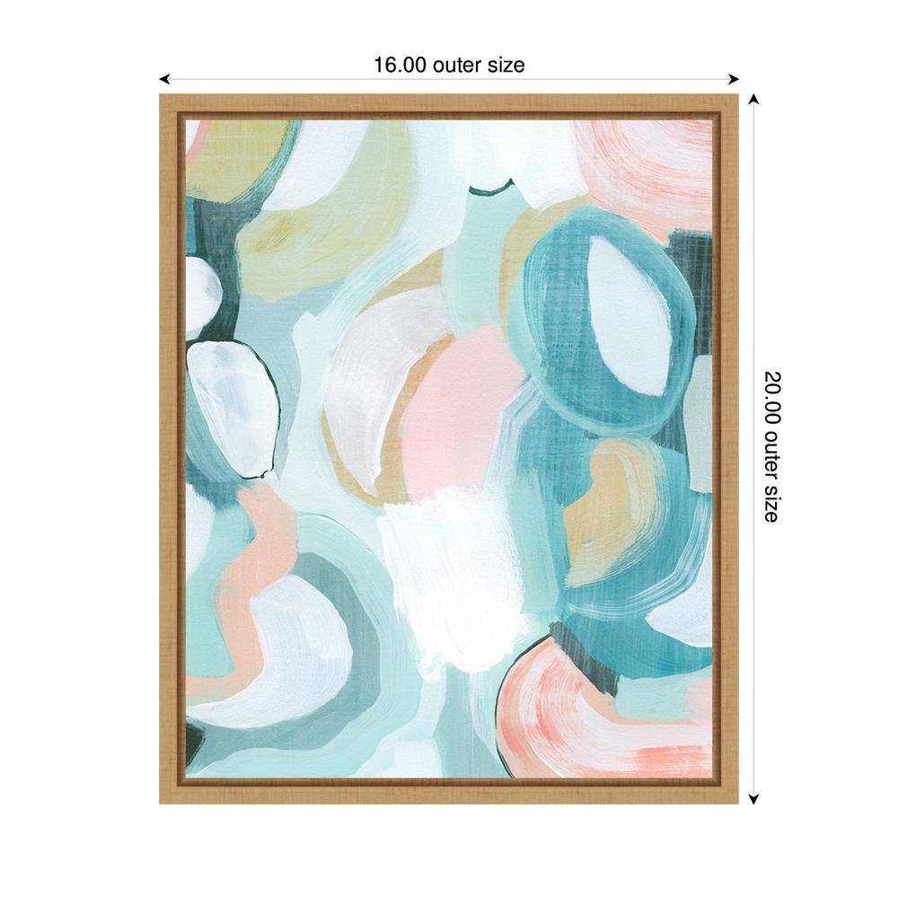 Pastel Garden Abstract Canvas Print with Maple Frame