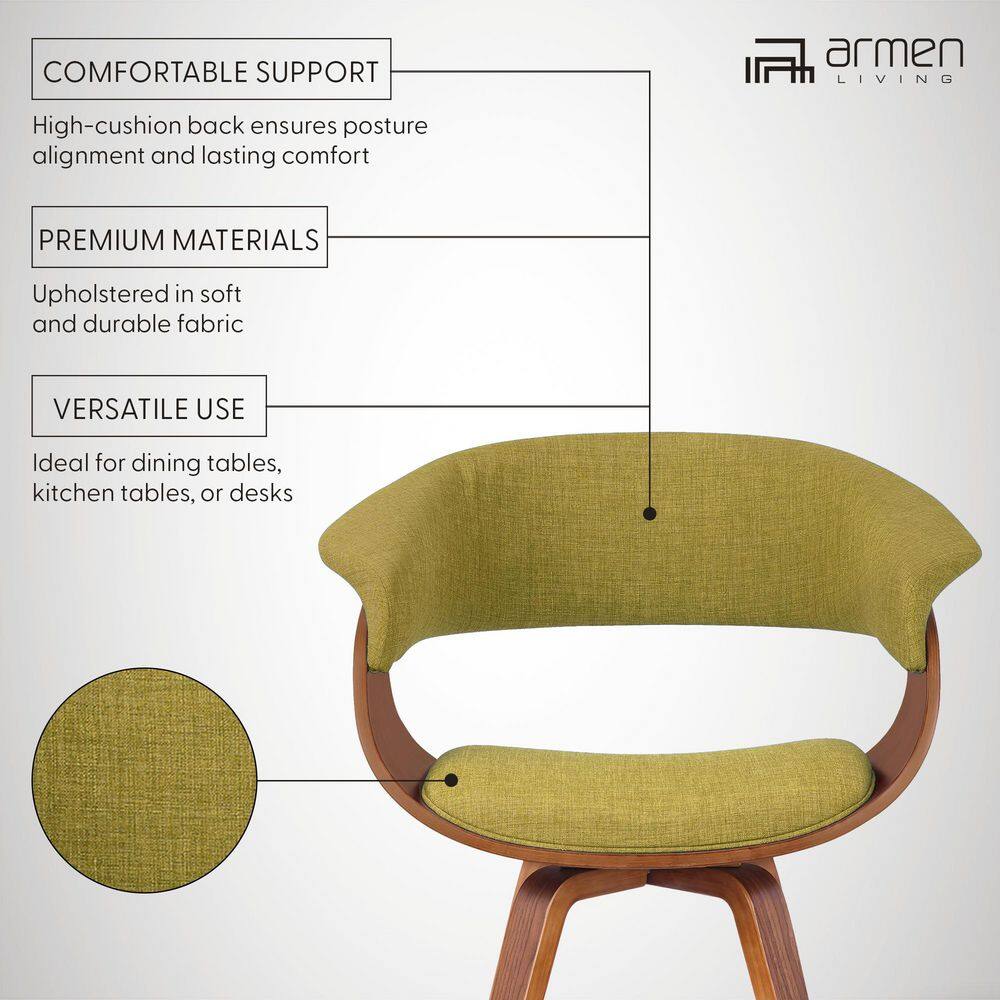 Green Upholstered Walnut Wood Mid-Century Modern Side Chair