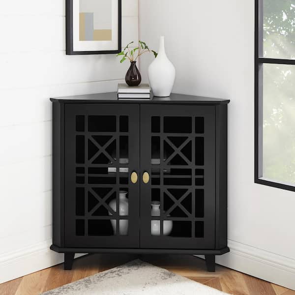 Black corner cabinet living room discount