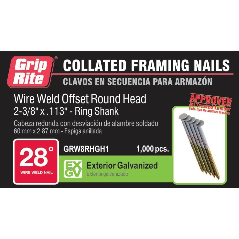 Grip-Rite 2-3/8 In. X 0.113 In. 28° Hot Dipped Galvanized Ring Shank ...