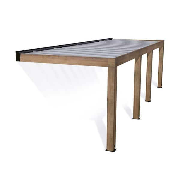 CANOPIA by PALRAM Helsinki 10 ft. x 28 ft. Cedar Wood/Solar Control Wall Mounted -All Weather Hardtop Wooden Patio Cover