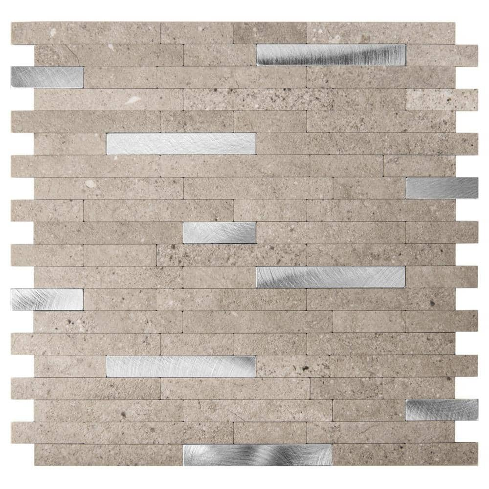 Art3d 10-tile 12x12 Peel and Stick Metal Backsplash Tile Brushed Stainless  Steel for Kitchen Livingroom 