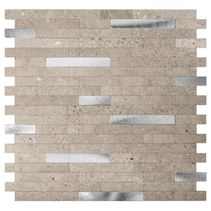 Grey 11.5 in. x 11.5 in. Rectangle Metal Peel and Stick Backsplash Tile (4.6 sq. ft./Pack)