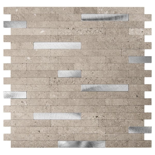 Art3d 10-tile 12x12 Peel and Stick Metal Backsplash Tile Brushed  Stainless Steel for Kitchen Livingroom