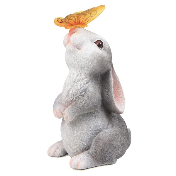 Gray Resin Solar Garden Rabbit Statue Z0BPXXC3R2 - The Home Depot