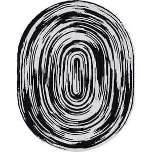 Braided Chindi Black/White 8 ft. x 10 ft. Oval Area Rug