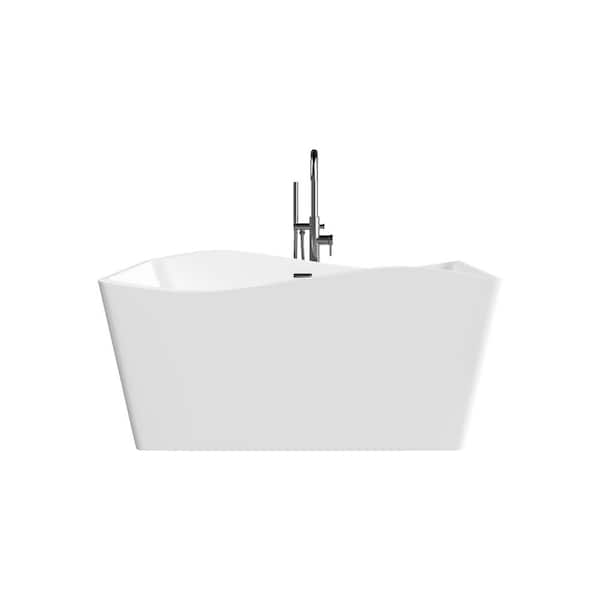 A&E Ellis 59.25 in. Acrylic Flatbottom Non-Whirpool Bathtub in White High-Gloss