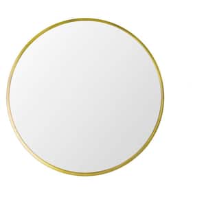 32 in. W x 32 in. H Wall Circle Bathroom Mirror Alloy Metal Sleek Frame Type in Gold
