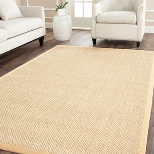 Natural Fiber Maize/Wheat 9 ft. x 9 ft. Square Border Area Rug