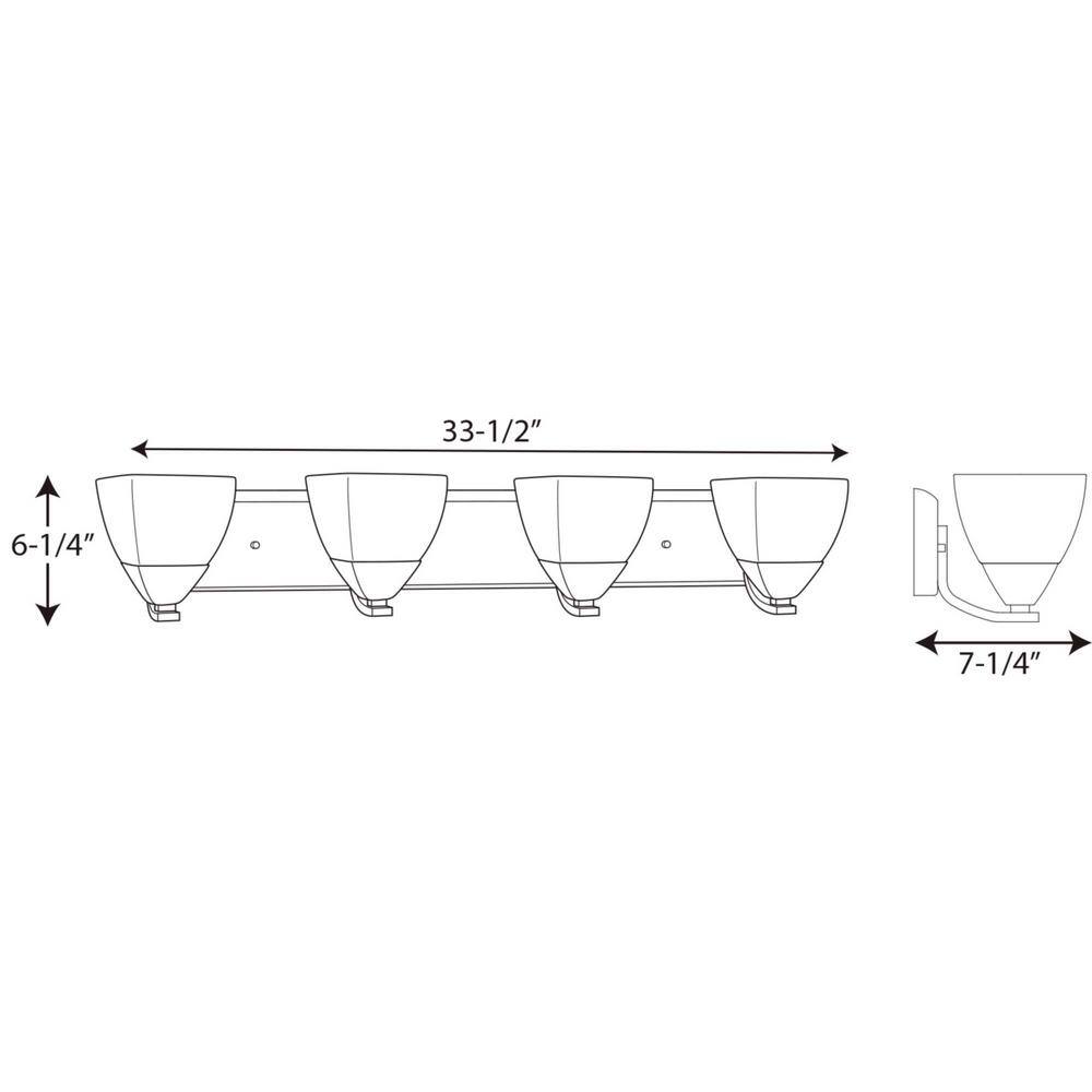 Polished Chrome 4-Light Bath Vanity with Etched Glass Shades