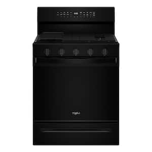 30 in. 5-Burners Freestanding Gas Range in Black with Air Cooking Technology
