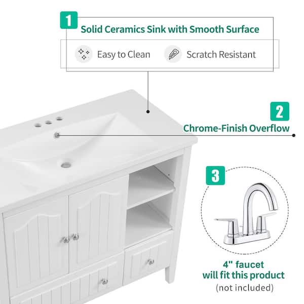 Aoibox 36 in. W x 18.03 in. D x 6.61 in. H Ceramic Bathroom